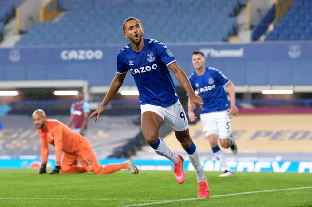 Dominic Calvert-Lewin celebrating scoring against West Ham