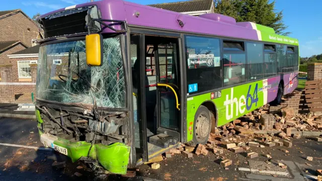 The damaged bus