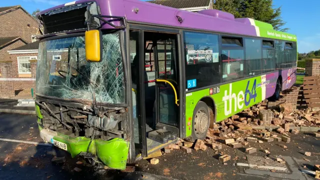 A smashed bus