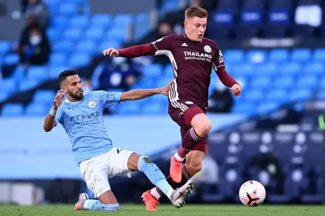 Harvey Barnes playing for Leicester