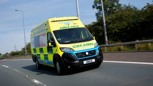 The ambulance on the road