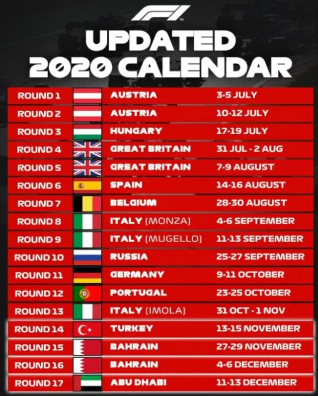 2020 schedule