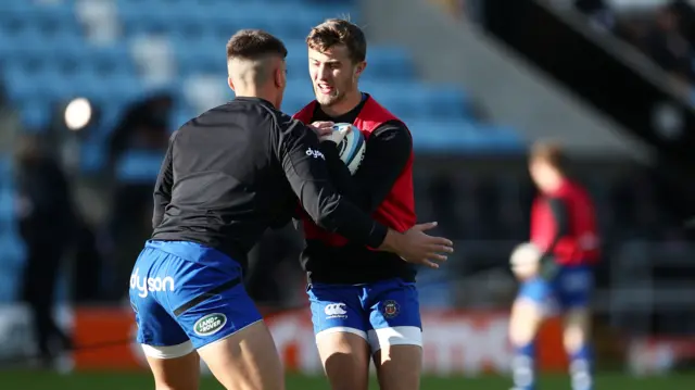 Bath players warm up