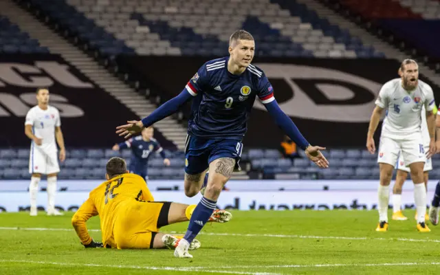 Lyndon Dykes celebrates giving Scotland the lead