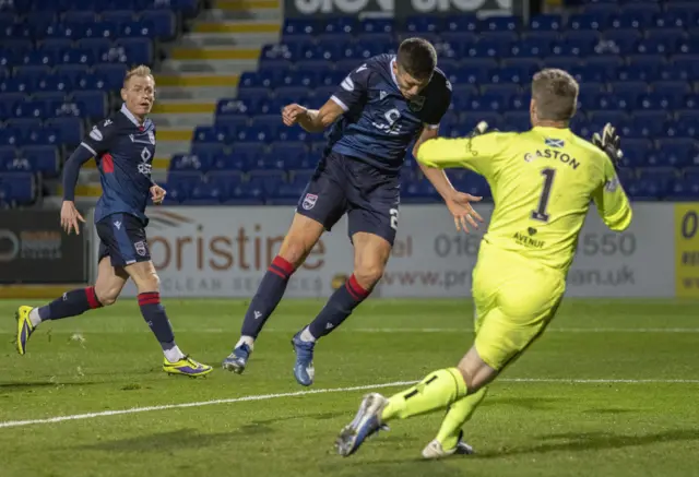 Ross Stewart heads in the equaliser for Ross County