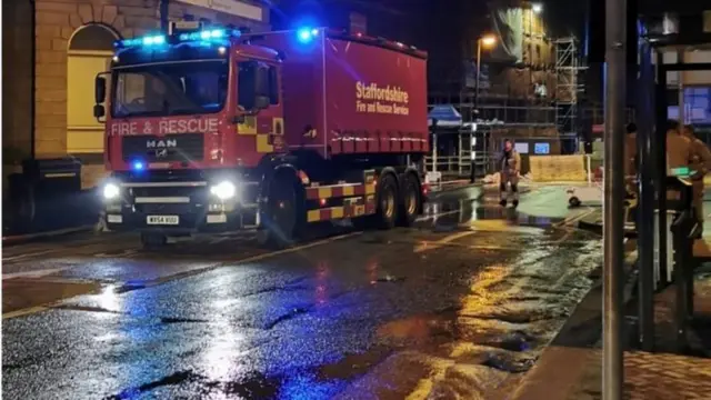 Fire engine at flooding