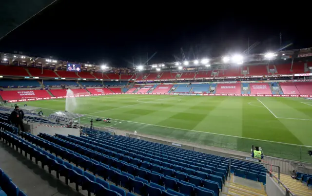 A view of Ullevaal Stadium ahead of the game