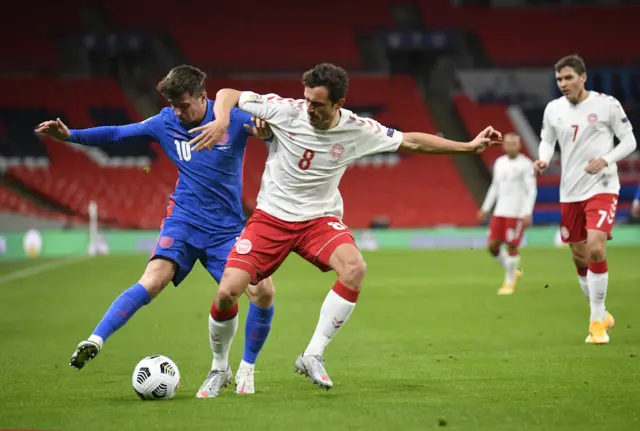 Mason Mount in action against Denmark