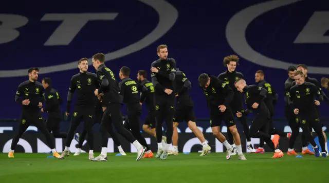 The Czech squad training at Hampden on Tuesday evening