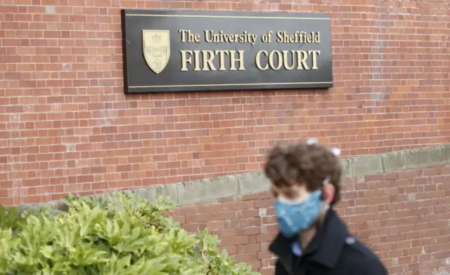 Student with face covering at University of Sheffield