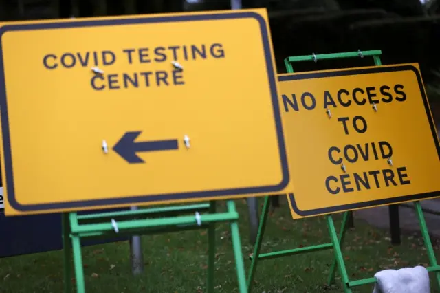 Testing centre signs