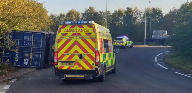 Overturned lorry