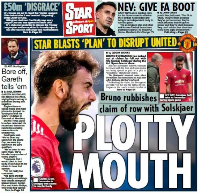 Back page of the Daily Star on 16 October 2020