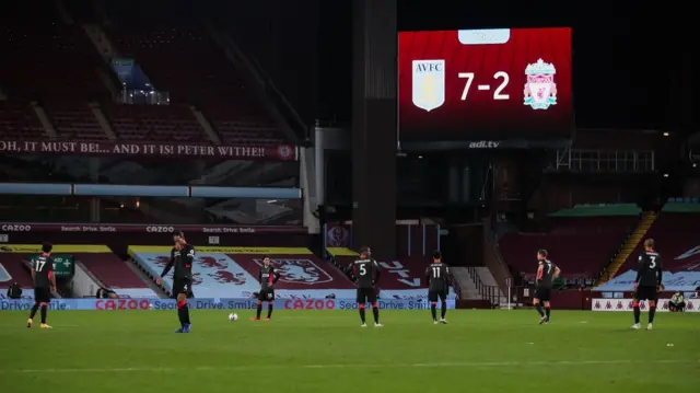 Liverpool players at Villa Park