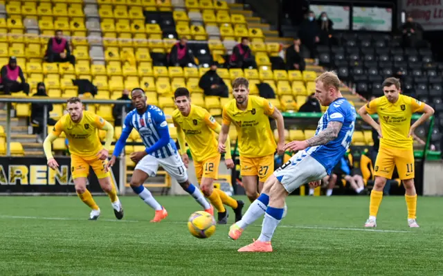 Chris Burke scores from the penalty spot to put Kilmarnock in front