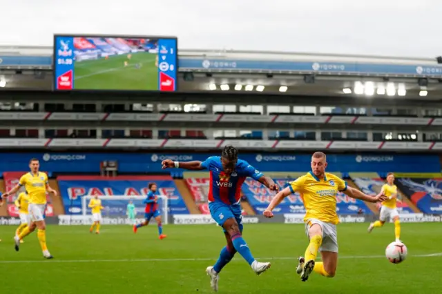 Michu Batshuayi is denied a goal for Crystal Palace