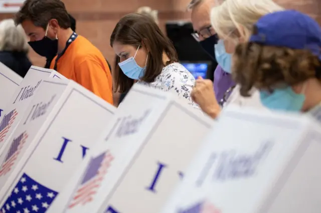 Voting booths in 2020 US election