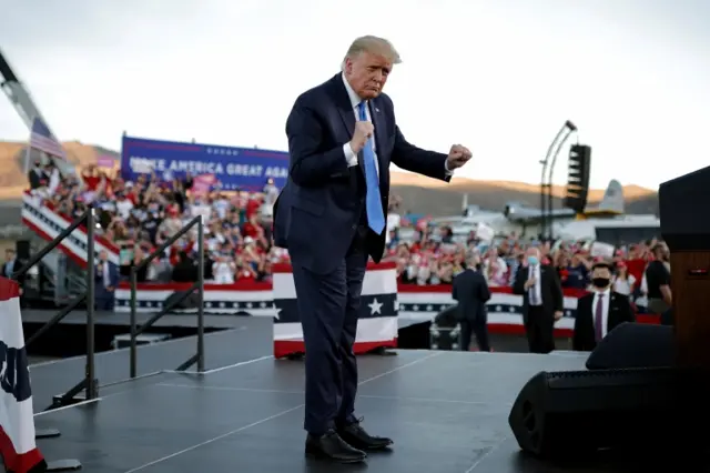 Donald Trump appears at a rally in Nevada