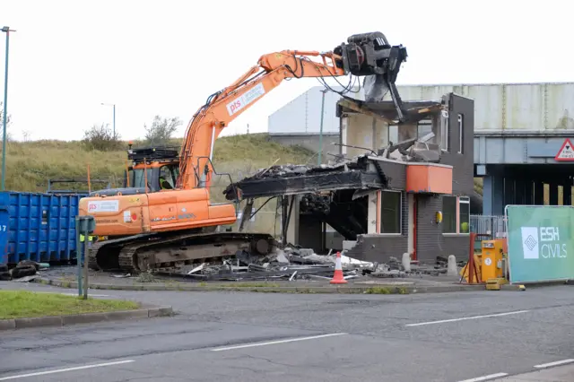 Building being demolished