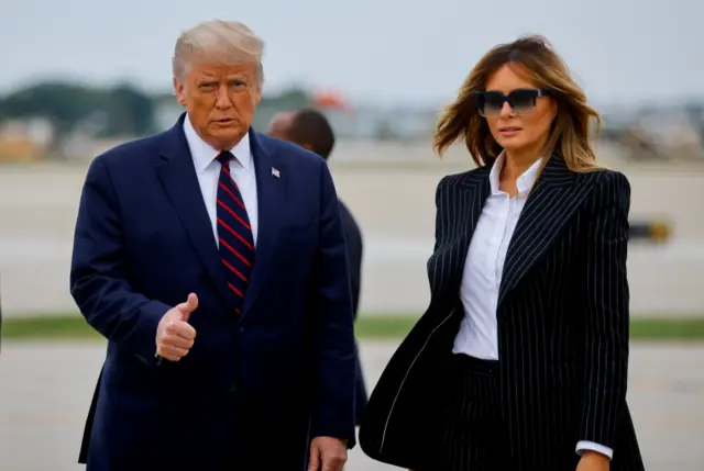 Donald and Melania Trump in Ohio on 29 September 2020