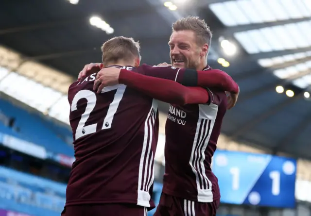 Timothy Castagne and Jamie Vardy