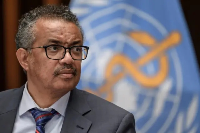 WHO Director-General Tedros Adhanom Ghebreyesus attends a news conference in Geneva, Switzerland, 3 July 3 2020