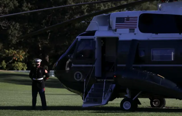 Helicopter waits for Trump outside White House