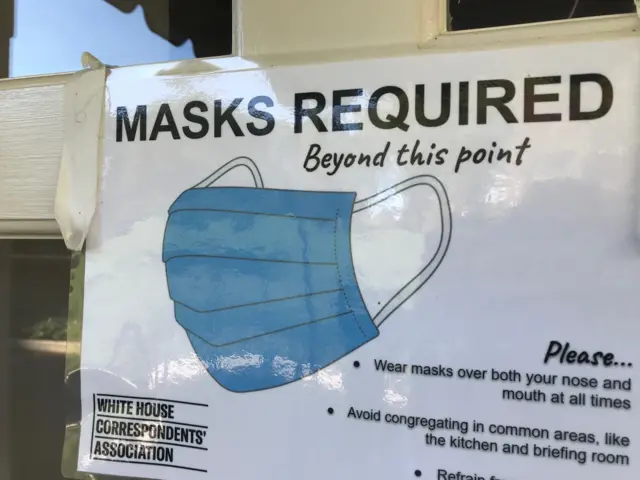 Sign saying the use of masks is required