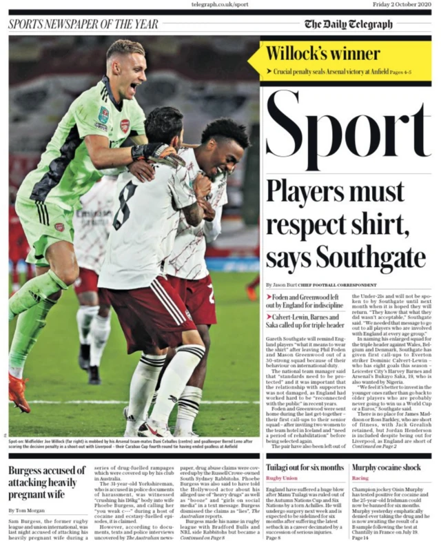 Telegraph back page