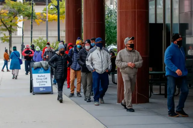 Queues formed at polling stations in Wisconsin