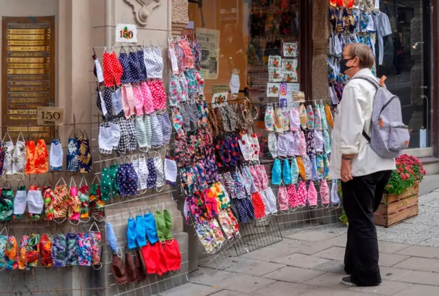 Face coverings on sale in Stockholm