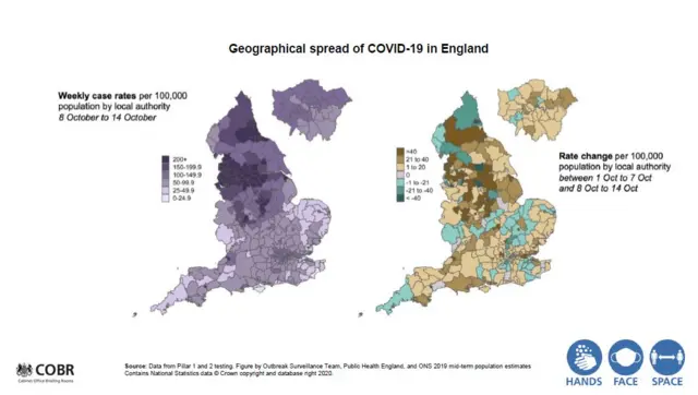 Geographical spread of covid-19 in England