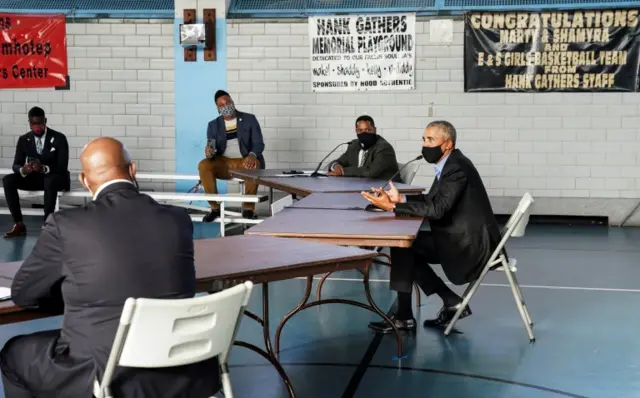 Obama at a roundtable event in Pennsylvania