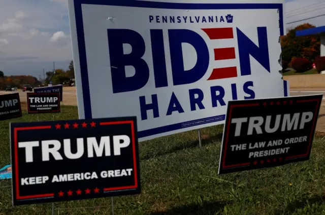 Trump and Biden campaign signs in Pennsylvania