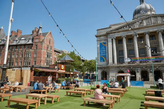 Dining tables in Old Market Square