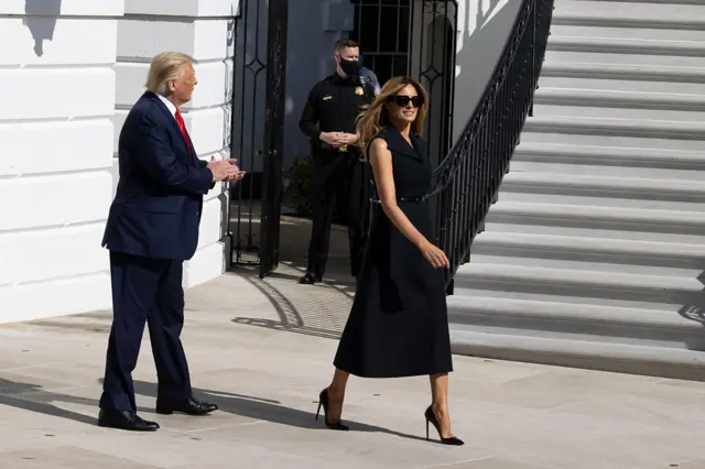 The first couple did not speak to supporters or reporters as they departed the White House