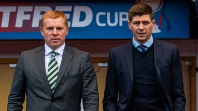 Celtic manager Neil Lennon and Rangers' Steven Gerrard