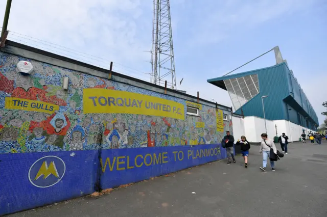 The entrance to Torquay United's stadium, Plainmoor.