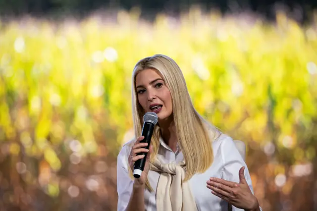 Ivanka Trump speaks during a campaign event for U.S. President Donald Trump, not pictured, in Dallas, North Carolina, U.S., October 1, 2020