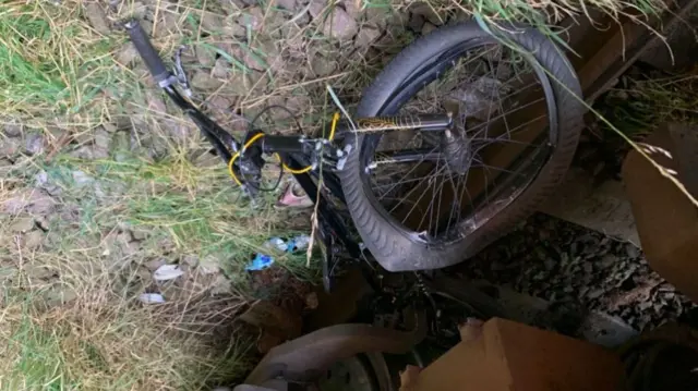 Bike on railway line