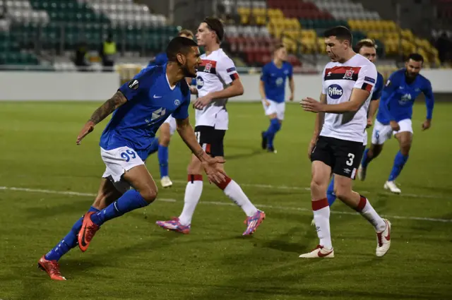 Ohi Omoijuanfo of Molde FK scores second goal for his team