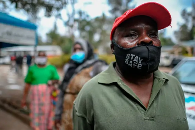 Man waiting for Covid test in Nairobi