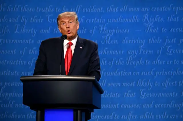 US President Donald Trump speaks during the final presidential debate at Belmont University in Nashville, Tennessee, on October 22, 2020