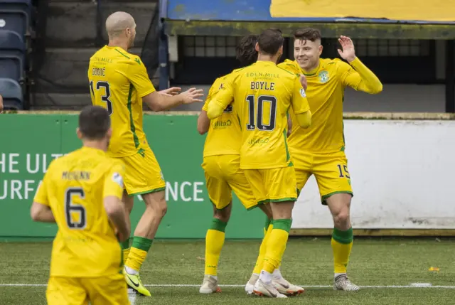 Kevin Nisbet celebrates his eighth goal of the season