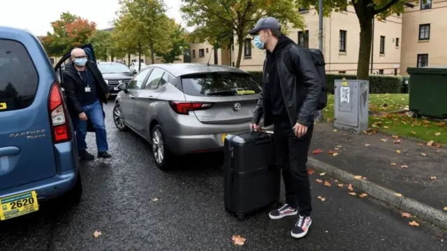 Student heading home from halls of residence