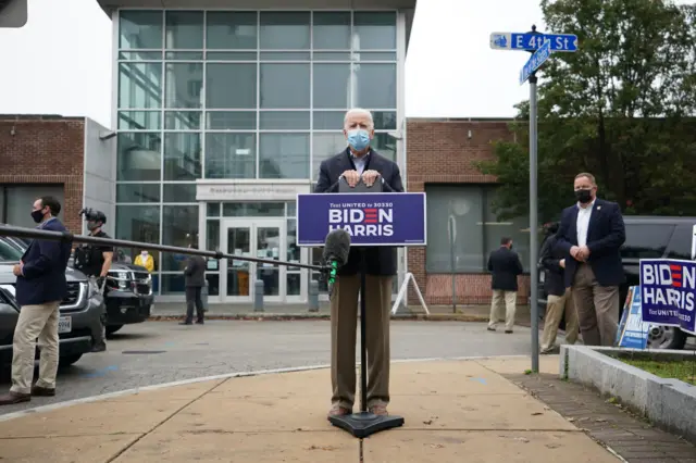 Biden speaking to press in Chester, PA