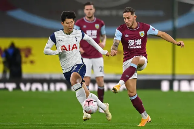 Tottenham's Son Heung-Min tackles Burnley's Josh Brownhill