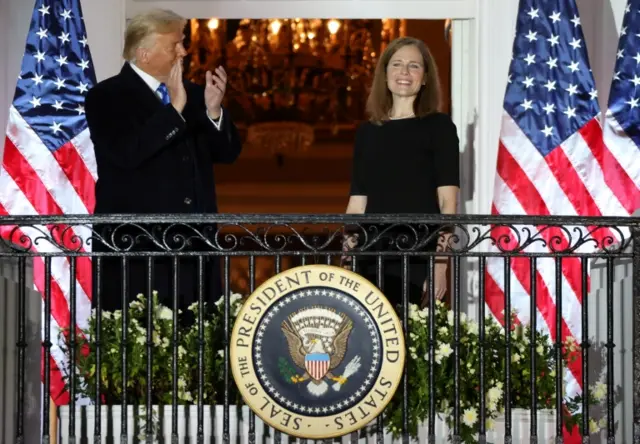 Judge Amy Coney is sworn in as an associate justice of the U.S. Supreme Court