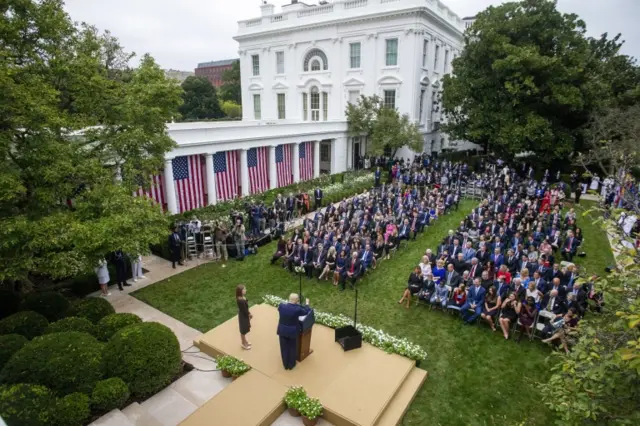 President Trump introduces Judge Amy Coney Barrett as his Supreme Court nominee, 26 September