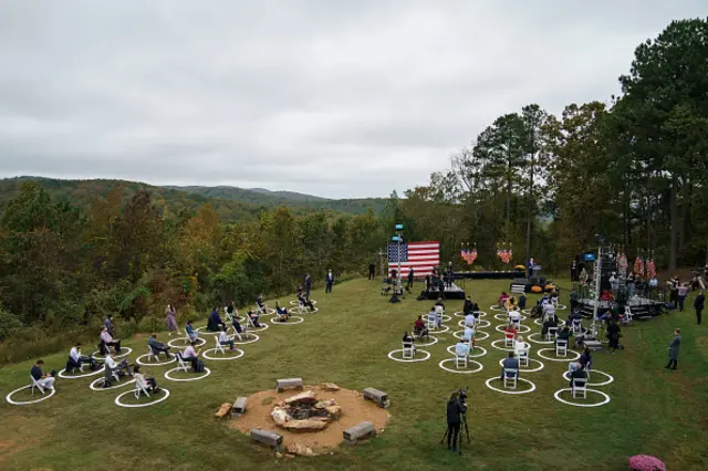 Joe Biden's socially distanced campaign event in Warm Springs, Georgia